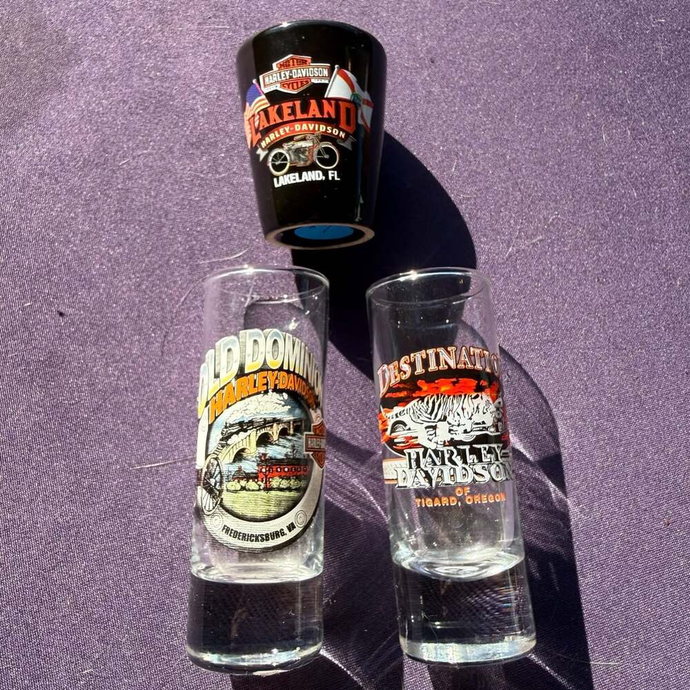 Harley-Davidson Souvenir Shot Glasses - Lot of 3